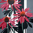 A 74, Red Florals In Front Of Black, 60 x 60 ohne Rahmen